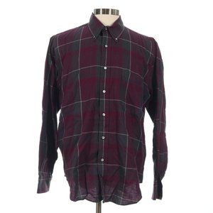 Neiman Marcus Men's Purple Plaid Long Sleeve Button Down Shirt